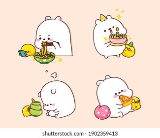 Cute bear is happy cartoon illustration