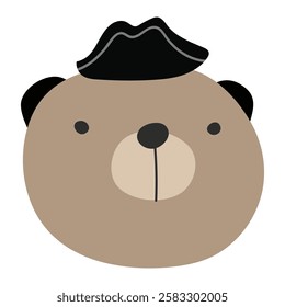 A Cute bear with a hat. Cartoon style