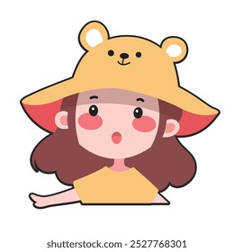 ”Girl with Cute Bear Hat" perfect for stickers, merchandise, mascots, clothing embroidery, and apparel designs. This pack offers high-quality, eye-catching characters, easy to use and scalable.