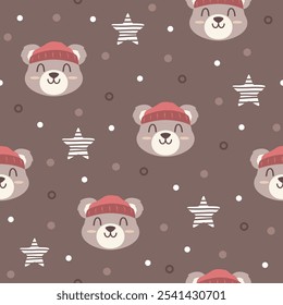 Cute Bear with Hat Vector Pattern Fashion Designs