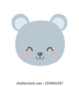 cute bear head cartoon icon on white background vector illustration