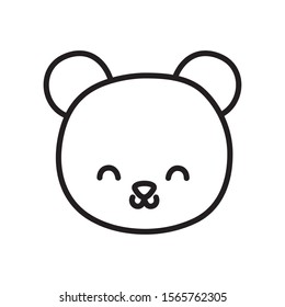cute bear head cartoon icon on white background vector illustration thick line