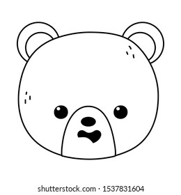 cute bear head character cartoon vector illustration thick line