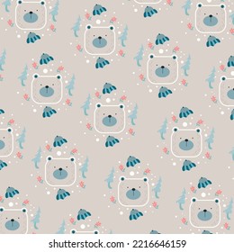 Cute bear head delicate pattern. Can be used for children's or baby's t-shirt designs, fashion print designs, fashion graphics, t-shirts, kids wear.