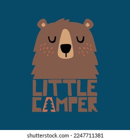 cute bear head drawing as vector for kids fashion print