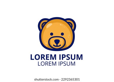 cute bear head face with smile. for friendly business logo or kid product.