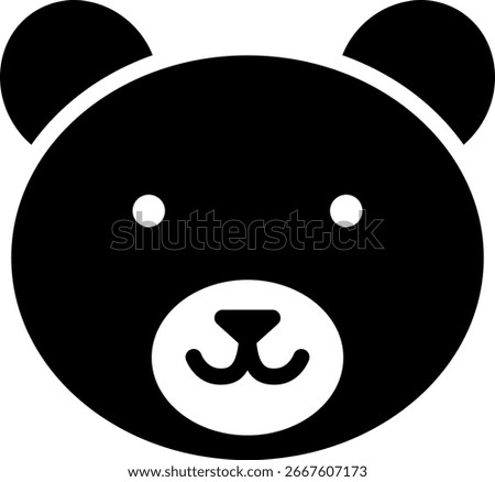 Cute Bear Head Icon Illustration