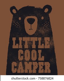 Cute Bear Head Illustration As Vector For Baby Tee Print