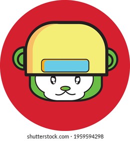 cute bear head ilustration with bacground