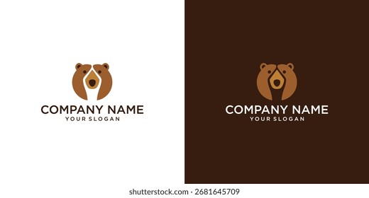 Ilustración vectorial linda de los diseños del icono del logotipo de la cabeza del oso
