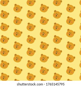cute bear head pattern on yellow template vector design