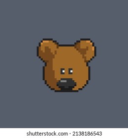 cute bear head in pixel style