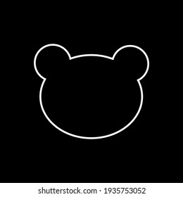 Cabeza de oso. El oso de peluche es un símbolo del Día de la Madre. Icono lineal blanco sobre un fondo negro. Ilustración personalizable de línea delgada. Símbolo de contorno del vector.