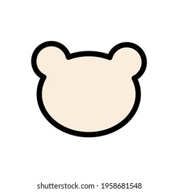 Cute bear head. The teddy bear is a symbol of Mother's Day. Icon on a white background. Trendy pastel champagne color. Vector graphics.