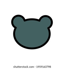 Cute bear head. The teddy bear is a symbol of Mother's Day. Icon on a white background. Trendy green. Vector graphics.