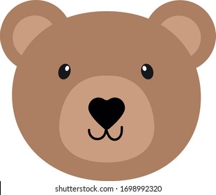 Cute bear head, vector illustration