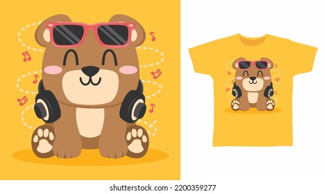 Oso lindo con diseño de dibujos animados para auriculares para camisetas y otros usos