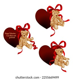 Cute bear and heart chocolate card material,