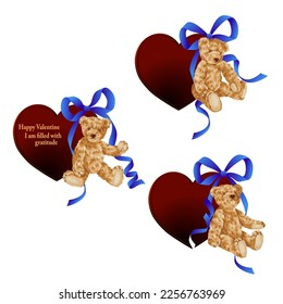 Cute bear and heart chocolate card material,