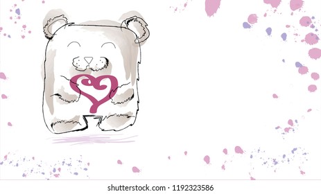 A cute bear with a heart in its paws