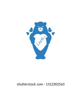 Cute Bear with Heart and quote - blue