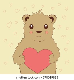 Cute bear with heart.vector illustration