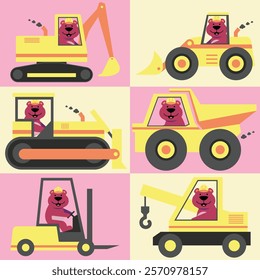 cute bear with heavy equipment