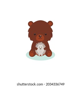 Ilustración de oso y erizo. С usar animales para imprimir productos.
