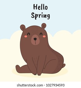cute bear, hello spring
