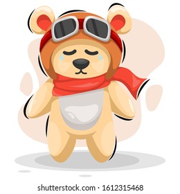 cute bear with helmet mascot cartoon
