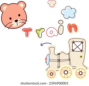 cute bear with his tu tu train