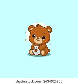 Cute Bear Holding a Ball - Fun and Playful Wildlife Illustration