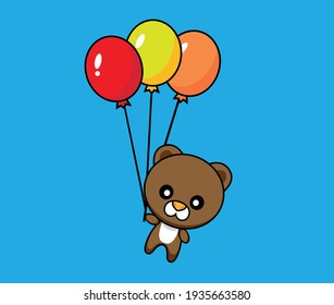 Cute Bear hält Ballons Illustration.