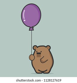 Cute bear holding balloon vector