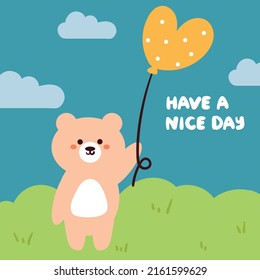 Cute Bear Holding Balloon Wallpaper