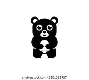 oso lindo sosteniendo el diseño del logo de la campana