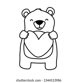 cute bear holding heart