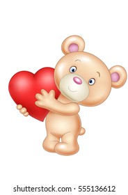 Cute bear holding heart