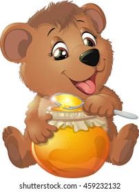 Cute Bear with Honey