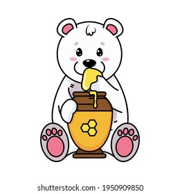 cute bear with honey jar