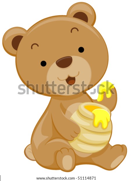 かわいい熊と蜂蜜 ベクター画像 のベクター画像素材 ロイヤリティフリー