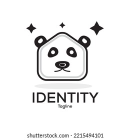 oso lindo con el logo de la casa con un diseño único y creativo.Adecuado para su negocio