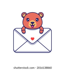 Cute bear hugging big letter