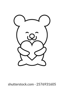 Cute Bear Hugging Heart Icon Illustration