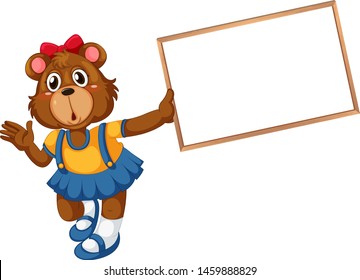 Cute bear in human-like pose isolated illustration