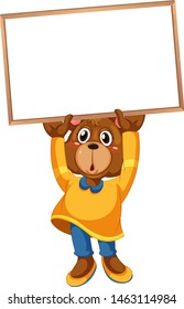 Cute bear in human-like pose isolated illustration