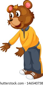 Cute bear in human-like pose isolated illustration