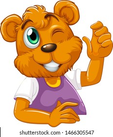 Cute bear in human-like pose isolated illustration