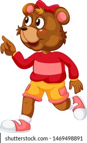 Cute bear in human-like pose isolated illustration