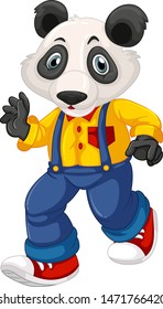 Cute bear in human-like pose isolated illustration